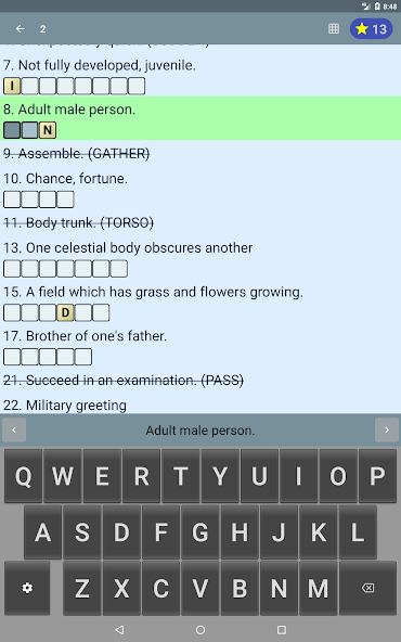 English Crossword puzzle screenshot 3