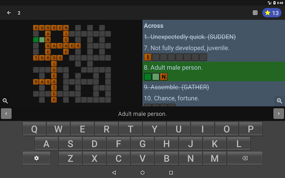 English Crossword puzzle screenshot 6