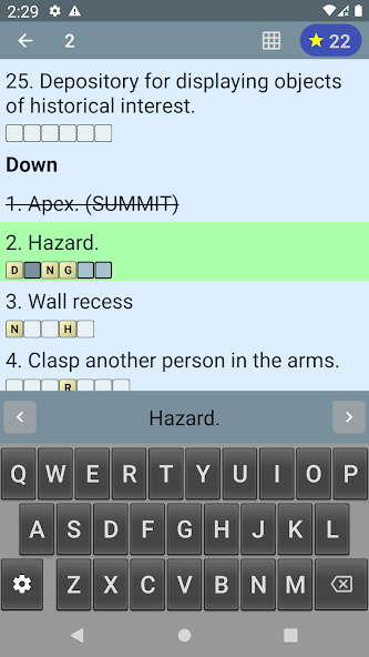 English Crossword puzzle screenshot 12