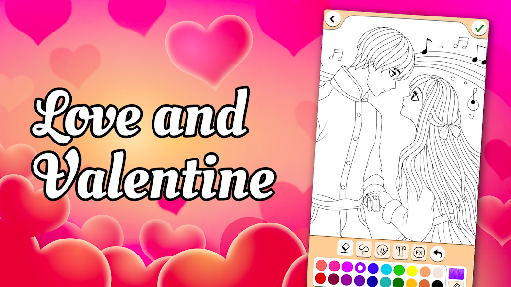 Valentines love coloring book screenshot 1
