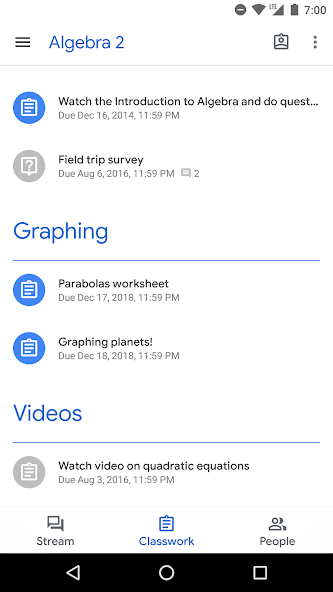 Google Classroom screenshot 2