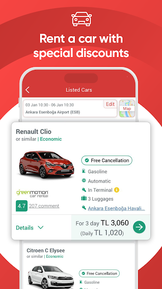 obilet: Otel Uçak Otobüs Araç screenshot 5