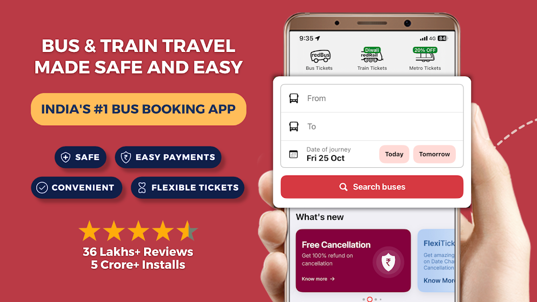 redBus Book Bus, Train Tickets screenshot 1